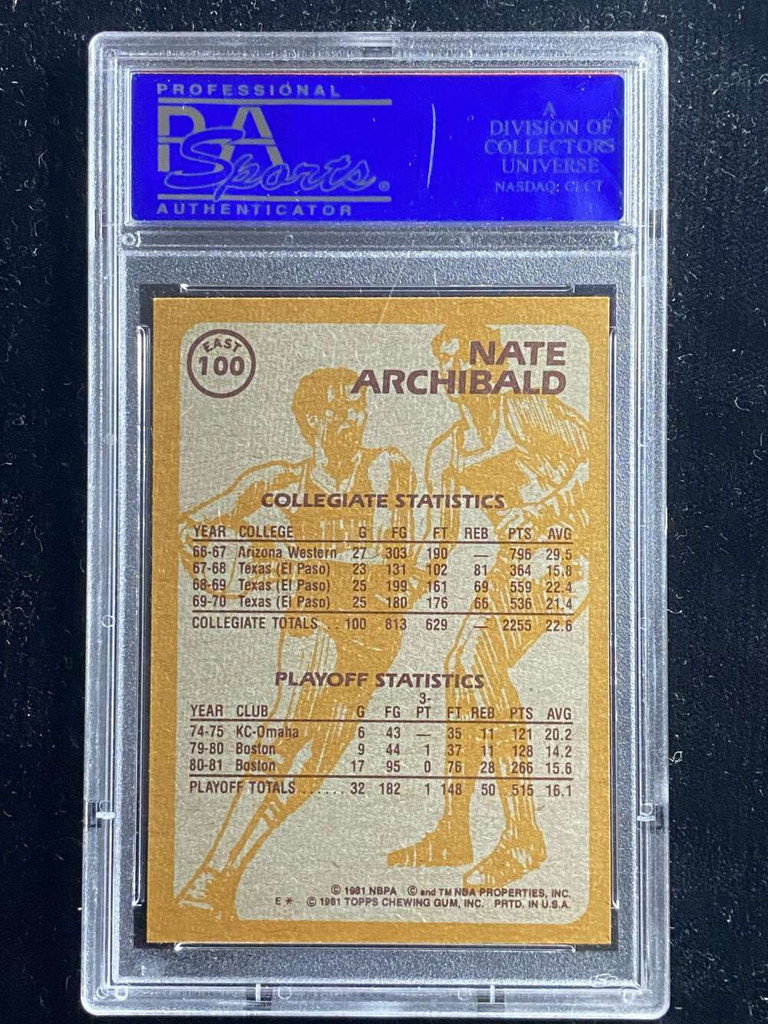 1981-82 Topps East #100 Nate Archibald Celtics PSA 8 NM-Mint Super Action