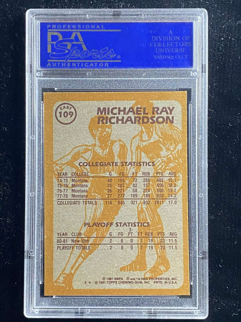 1981-82 Topps East #109 Michael Richardson Knicks PSA 9 Mint Super Action