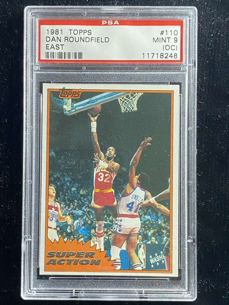 1981-82 Topps East #110 Dan Roundfield Hawks PSA 9oc Mint Super Action