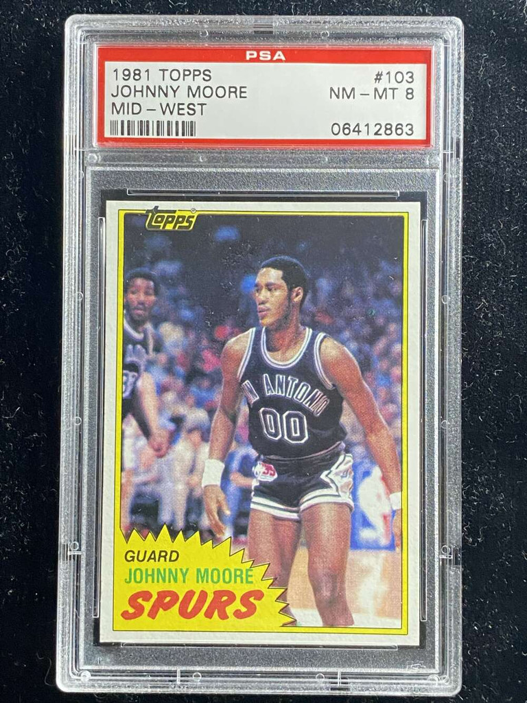 1981-82 Topps Mid-West #103 Johnny Moore Spurs PSA 8 NM-Mint