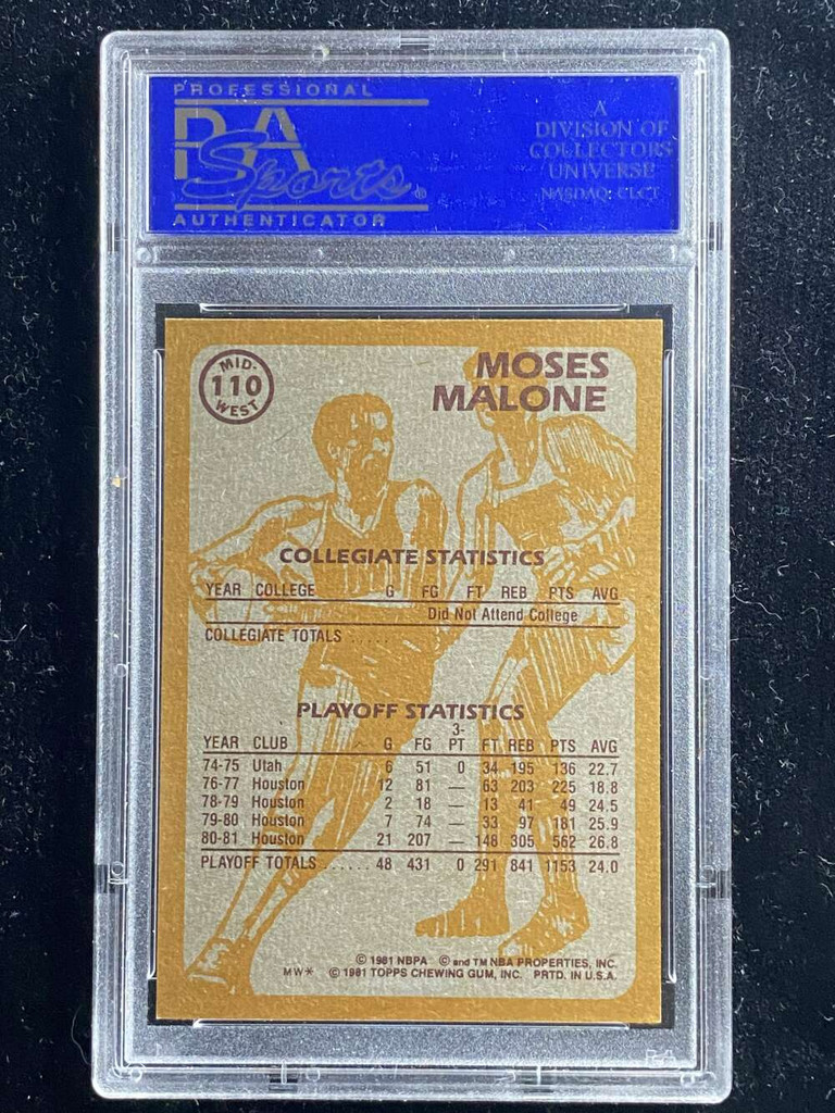 1981-82 Topps Mid-West #110 Moses Malone Rockets PSA 8 NM-Mint Super Action