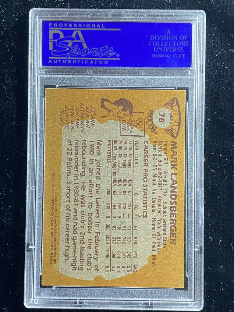 1981-82 Topps West #78 Mark Landsberger Lakers PSA 8 NM-Mint