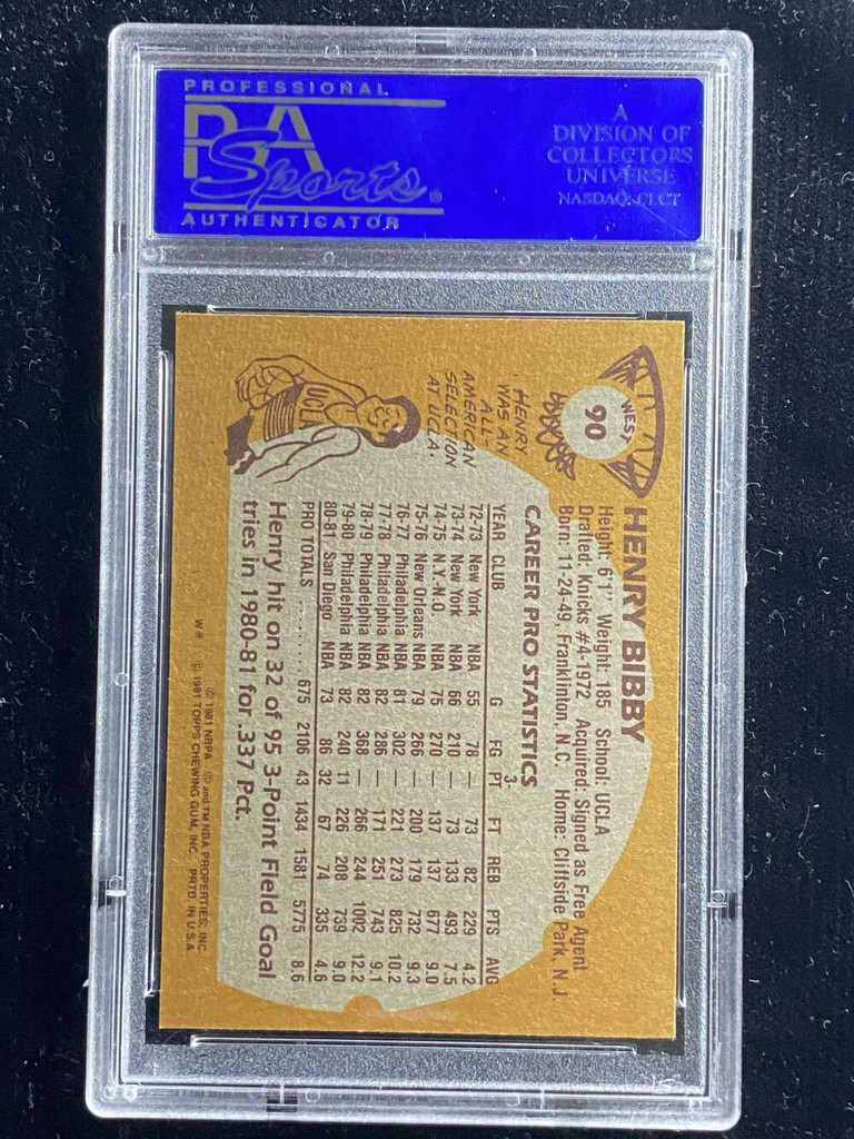 1981-82 Topps West #90 Henry Bibby Clippers PSA 9 Mint