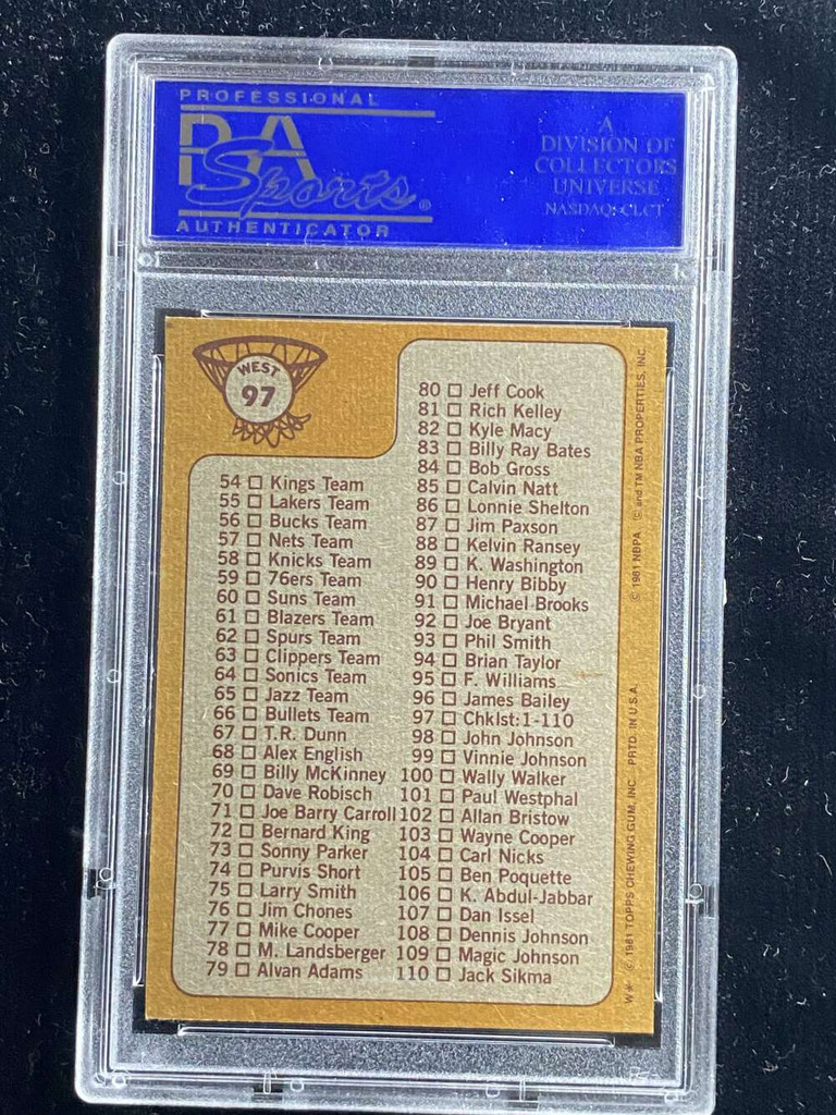 1981-82 Topps West #97 Basketball Checklist 1-110 WEST PSA 8 NM-Mint