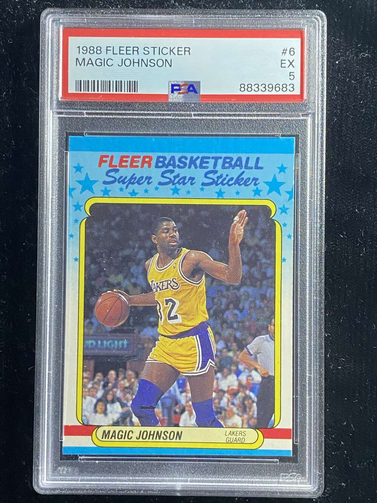 1988-89 Fleer Sticker #6 Magic Johnson Lakers PSA 5 EX