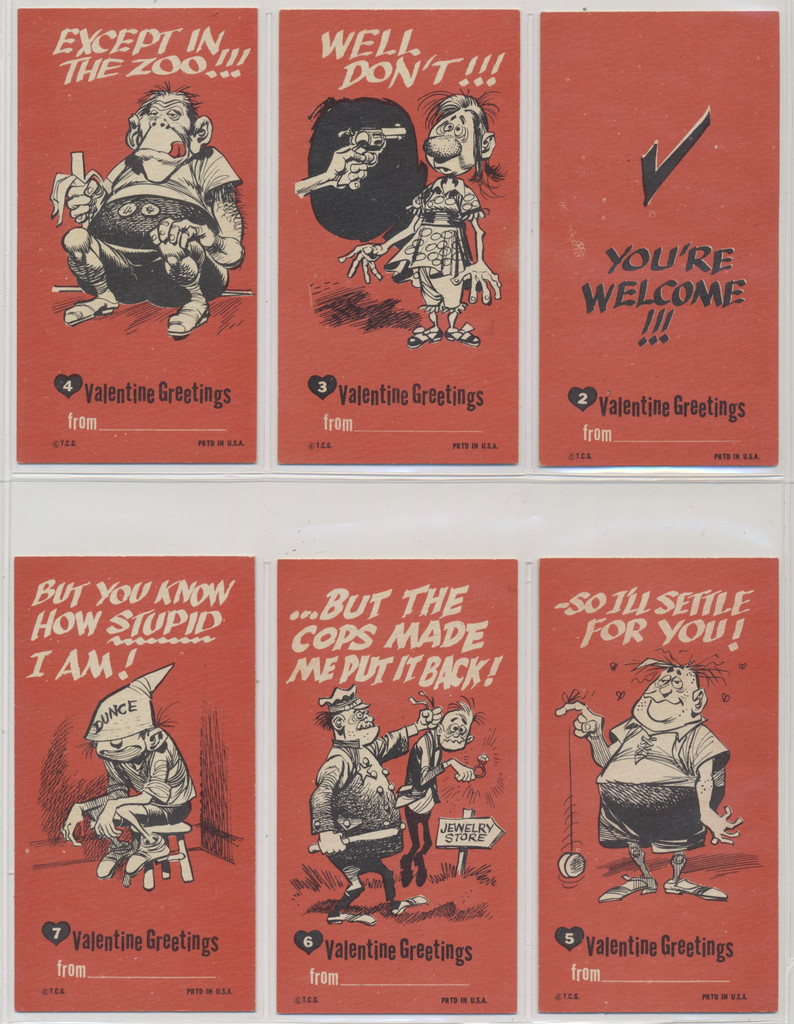 1967 Topps Giant Funny Valentines (Red Back)  Partial Set 50/55  #*sku37782