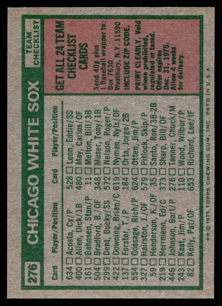 1975 Topps Mini #276 Chuck Tanner MG Near Mint 