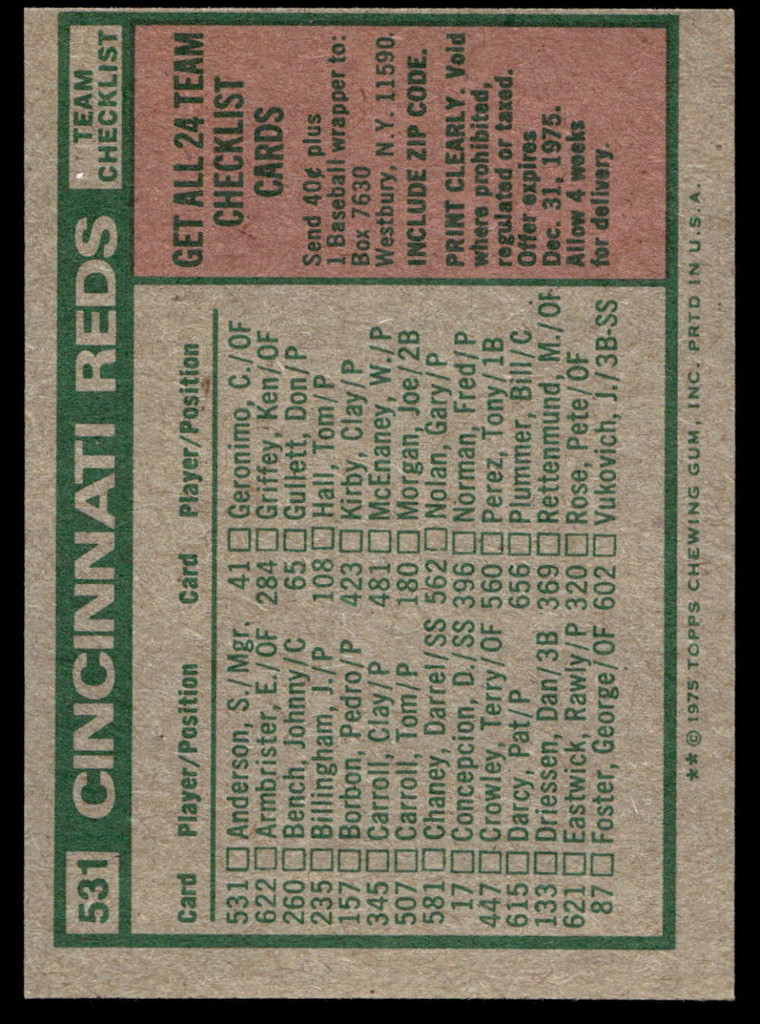 1975 Topps Mini #531 Sparky Anderson Near Mint 