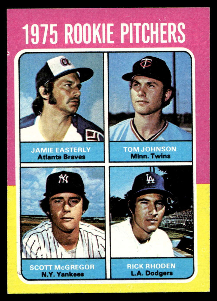 1975 Topps Mini #618 Rookie Pitchers Jamie Easterly/Tom Johnson/Scott McGregor/Rick Rhoden Near Mint+ RC Rookie  ID: 527963