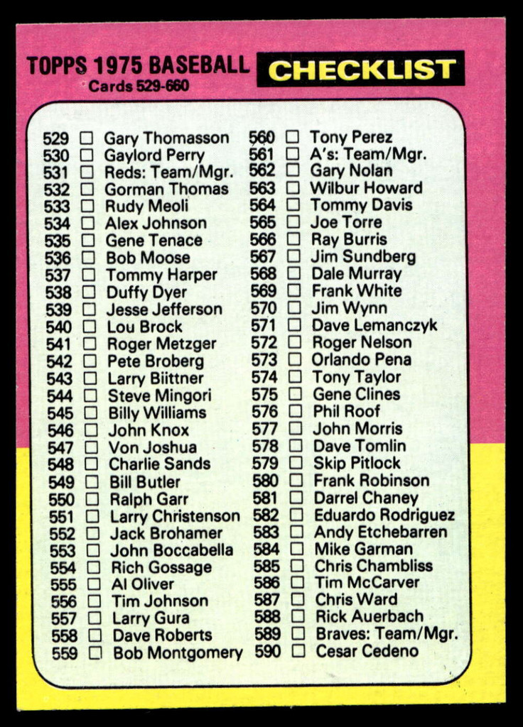 1975 Topps Mini #646 Checklist 529-660 Ex-Mint  ID: 527987