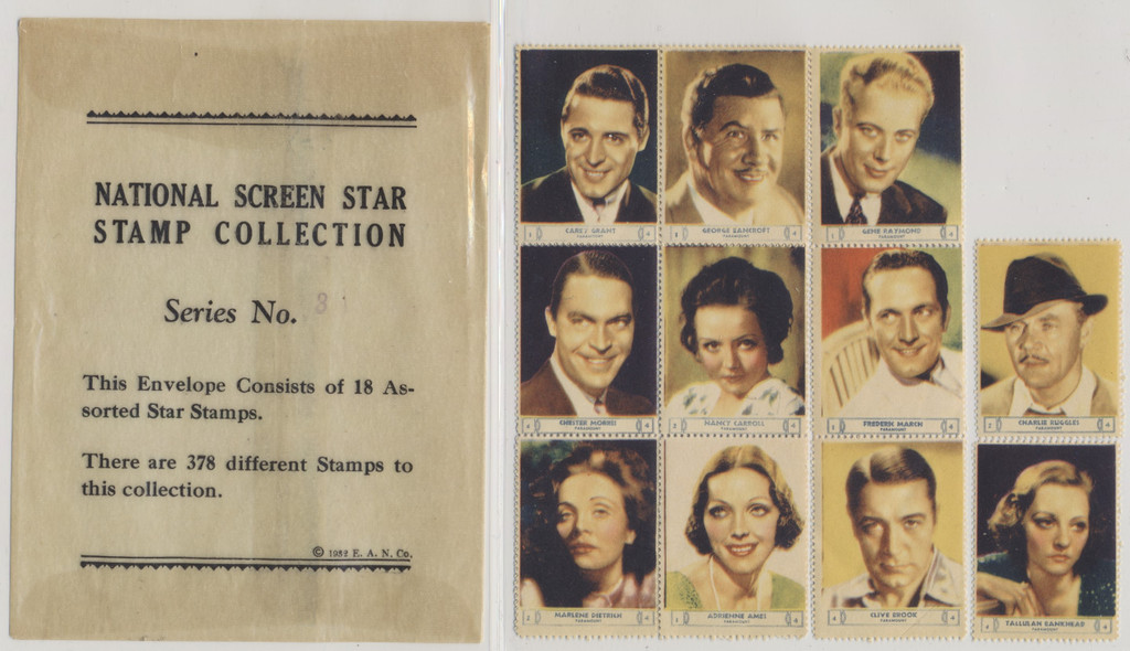 1932 National Screen Star Stamp Collection  Lot of 16/18 with Original Envelope Includes Cary Grant  #*sku37790