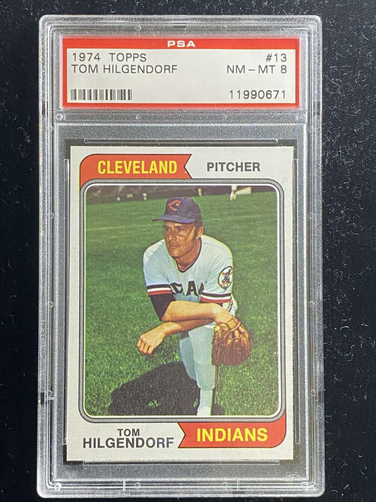 1974 Topps #13 Tom Hilgendorf Indians PSA 8 NM-Mint