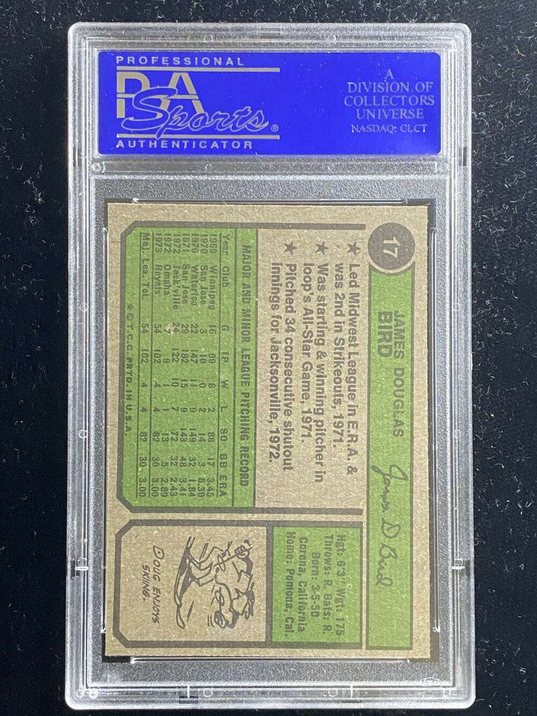 1974 Topps #17 Doug Bird Royals PSA 8 NM-Mint