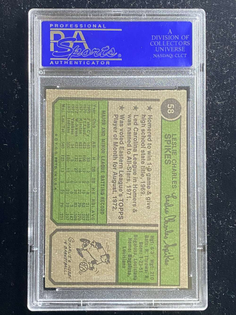 1974 Topps #58 Charlie Spikes Indians PSA 8 NM-Mint