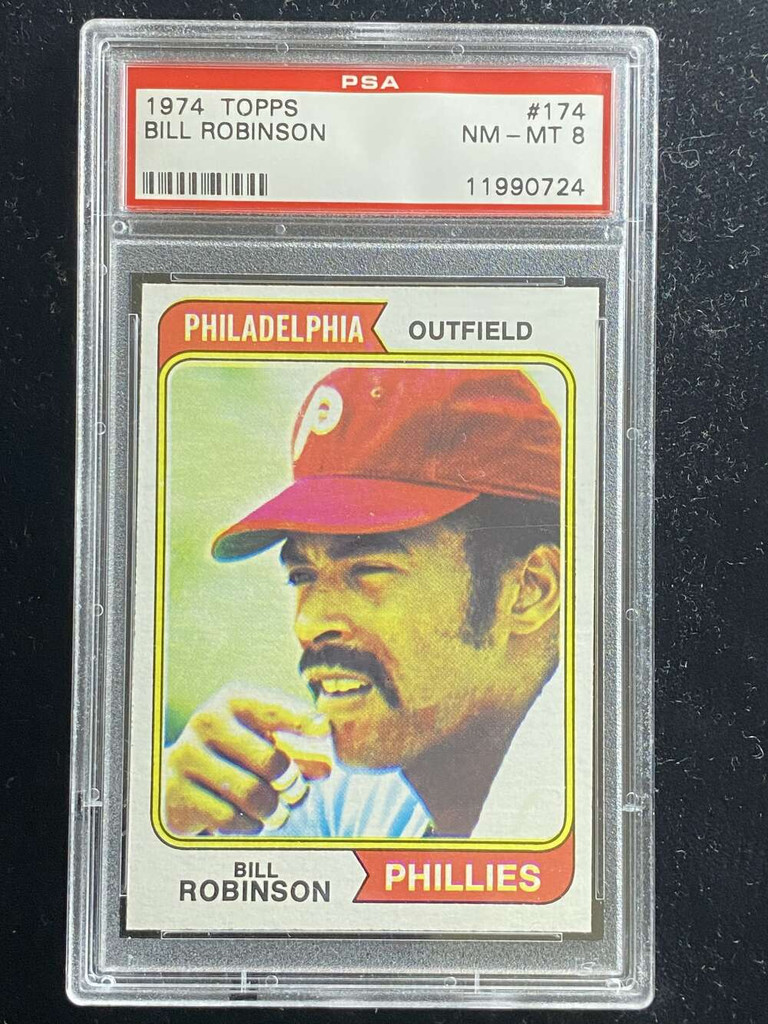 1974 Topps #174 Bill Robinson Phillies PSA 8 NM-Mint