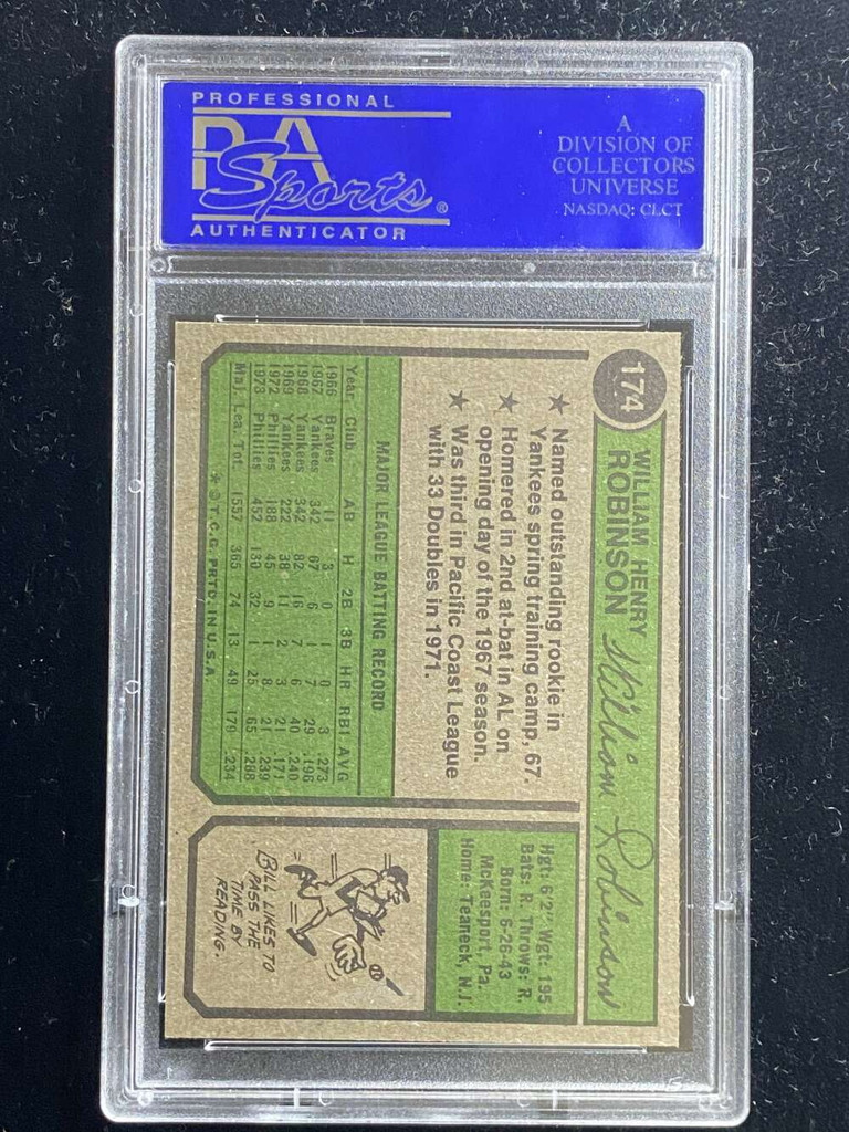 1974 Topps #174 Bill Robinson Phillies PSA 8 NM-Mint