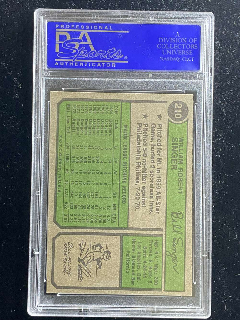 1974 Topps #210 Bill Singer Angels PSA 8 NM-Mint