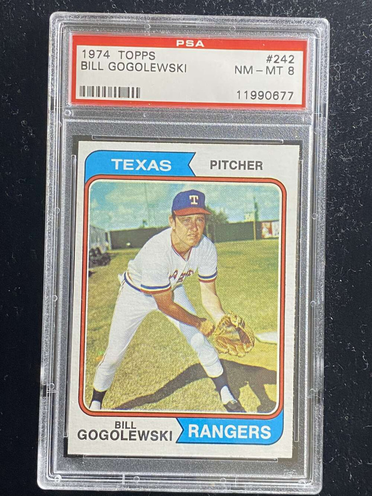 1974 Topps #242 Bill Gogolewski Rangers PSA 8 NM-Mint