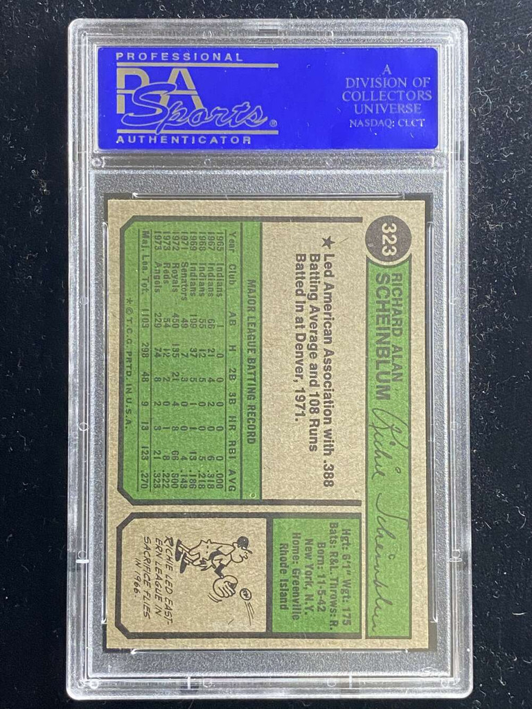 1974 Topps #323 Richie Scheinblum Angels PSA 8 NM-Mint