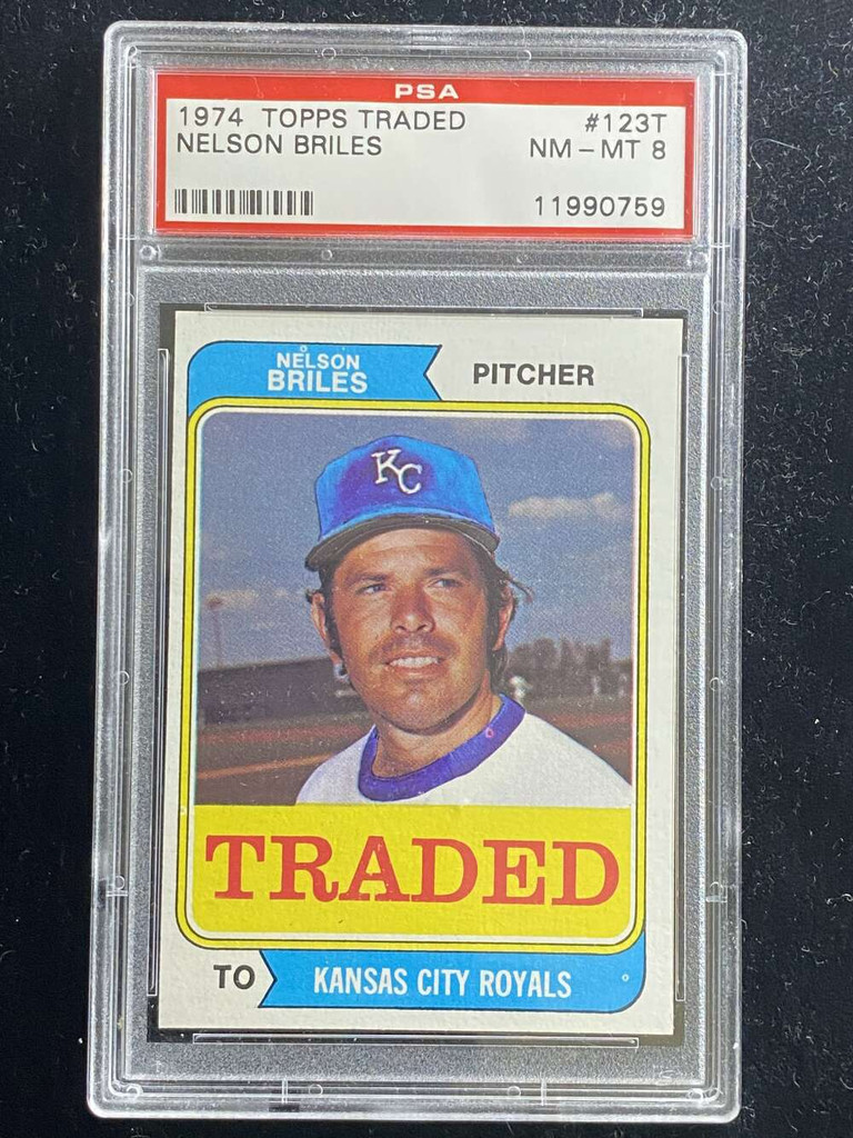 1974 Topps Traded #123T Nelson Briles Royals PSA 8 NM-Mint