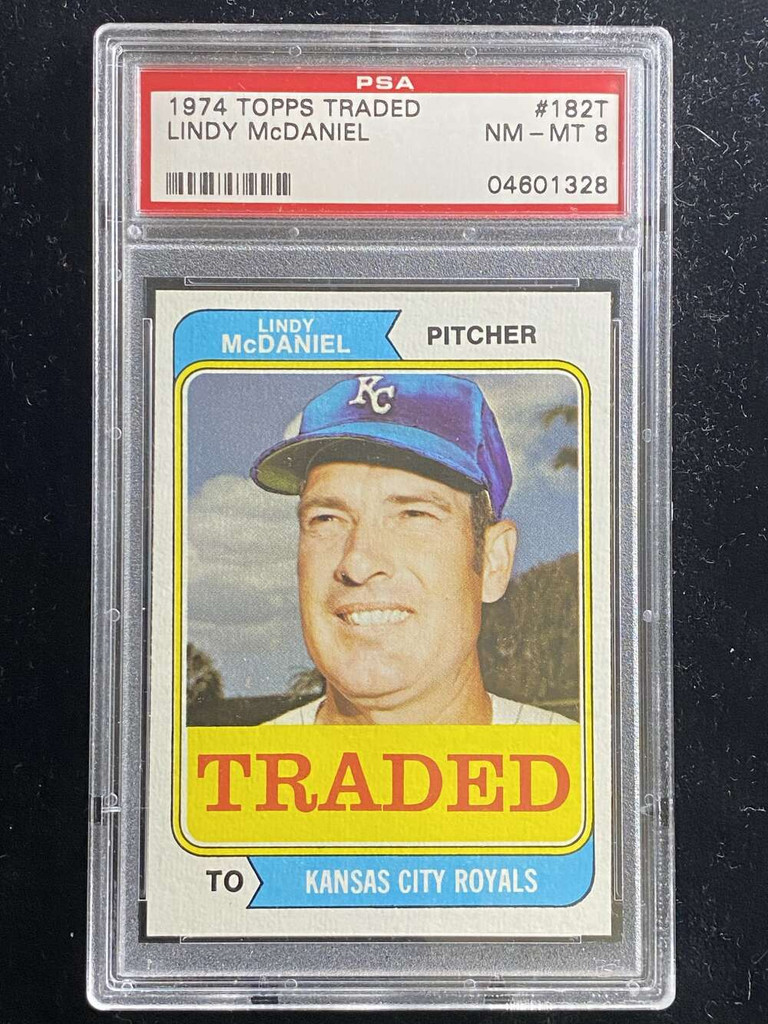 1974 Topps Traded #182T Lindy McDaniel Royals PSA 8 NM-Mint