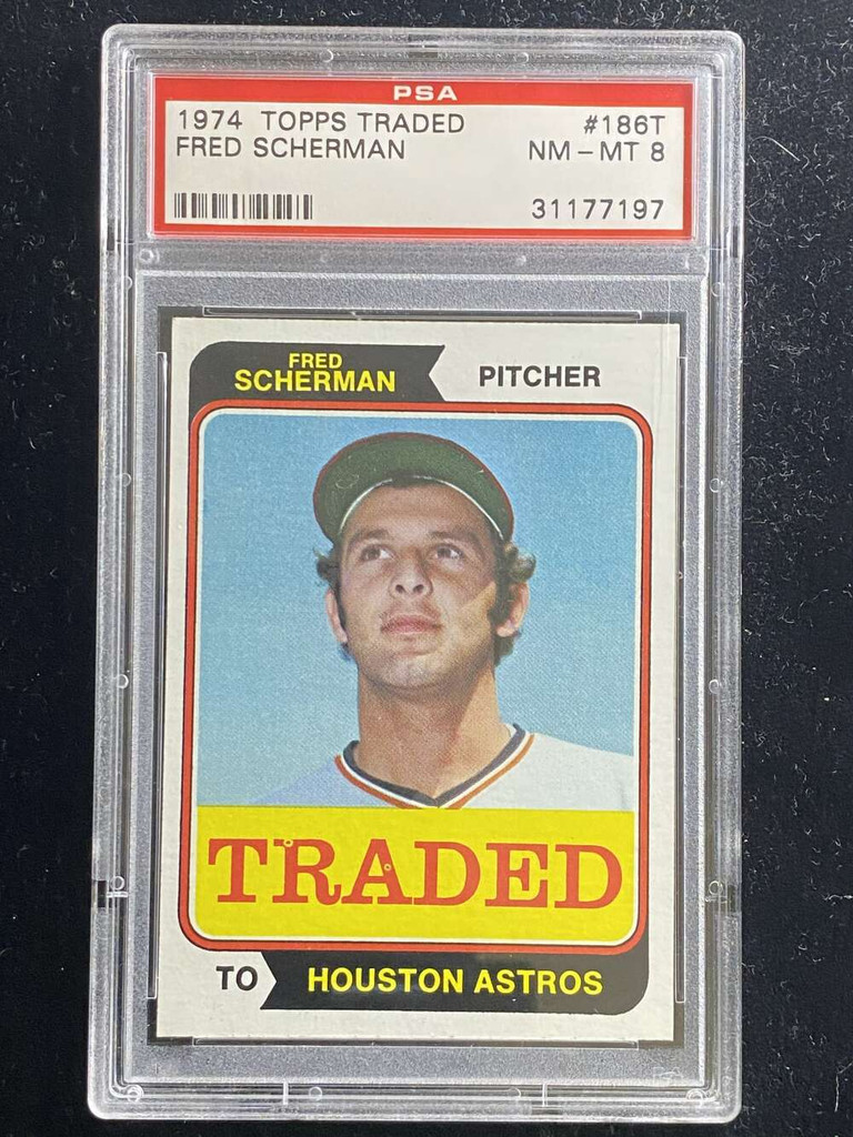 1974 Topps Traded #186T Fred Scherman Astros PSA 8 NM-Mint