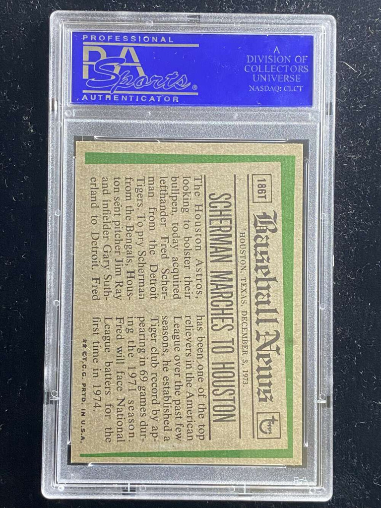 1974 Topps Traded #186T Fred Scherman Astros PSA 8 NM-Mint