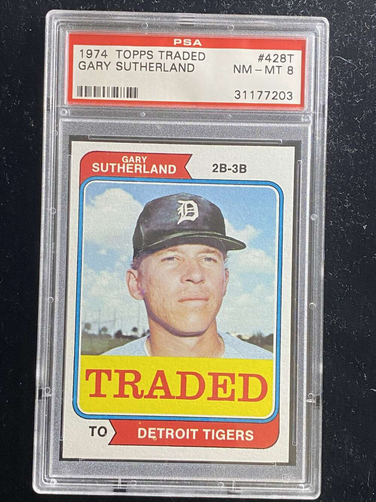 1974 Topps Traded #428T Gary Sutherland Tigers PSA 8 NM-Mint