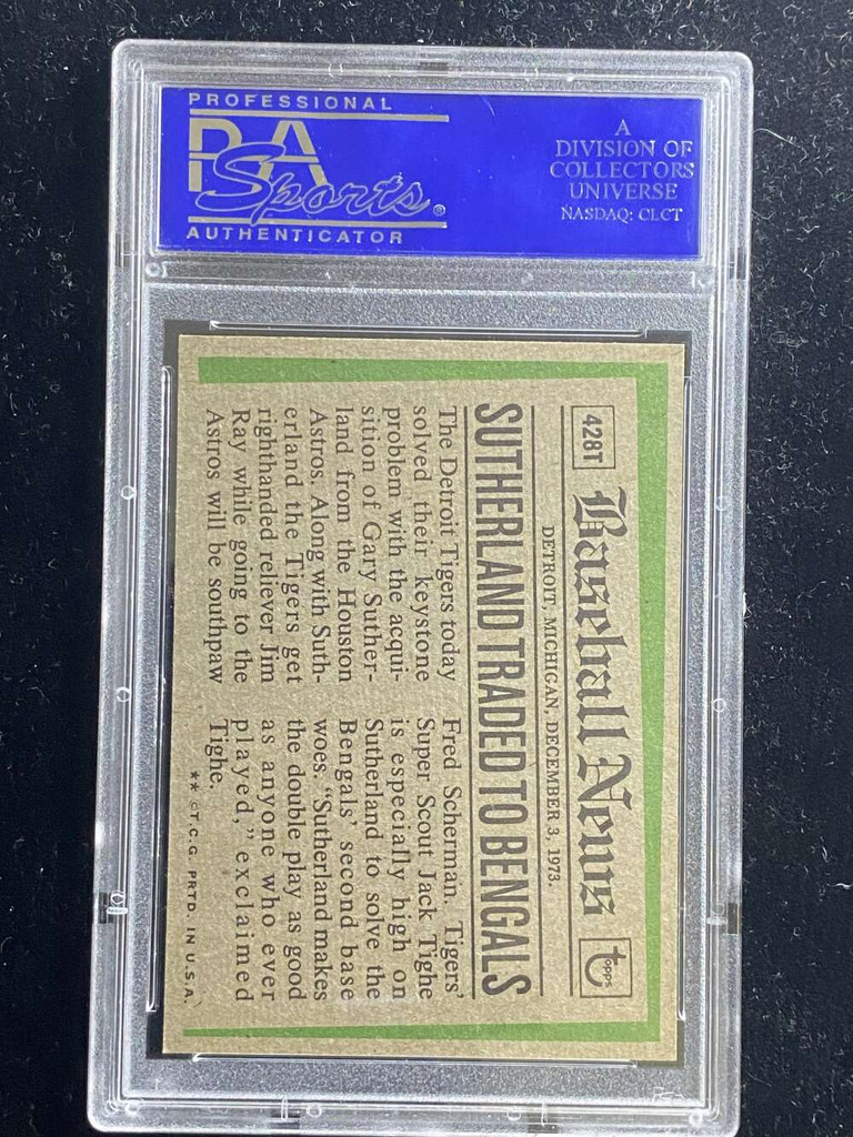 1974 Topps Traded #428T Gary Sutherland Tigers PSA 8 NM-Mint