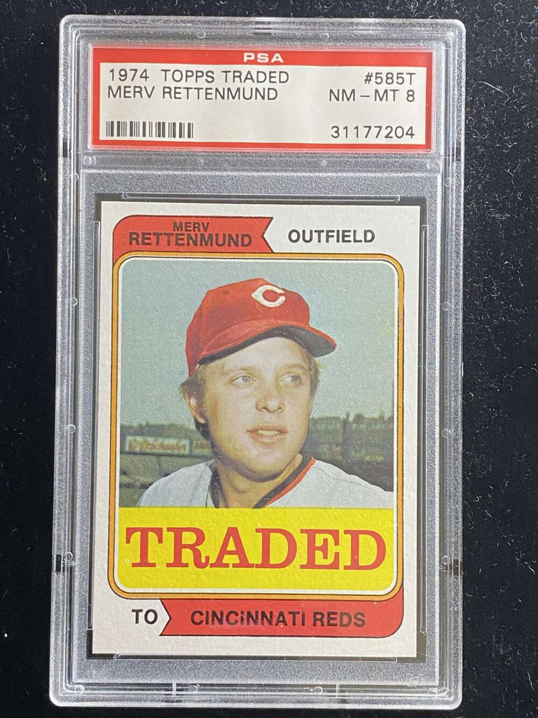 1974 Topps Traded #585T Merv Rettenmund Reds PSA 8 NM-Mint