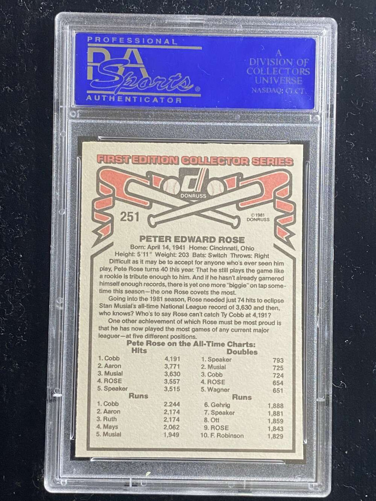 1981 Donruss #251 Pete Rose Phillies PSA 8 NM-Mint