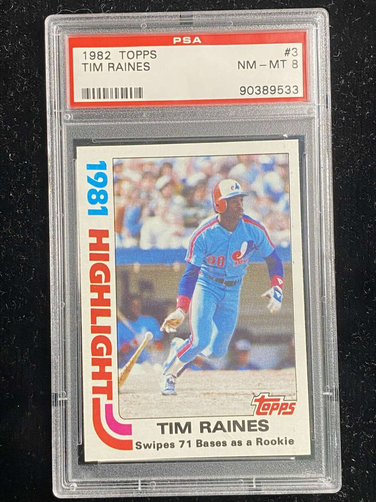 1982 Topps #3 Tim Raines Expos PSA 8 NM-Mint Highlights
