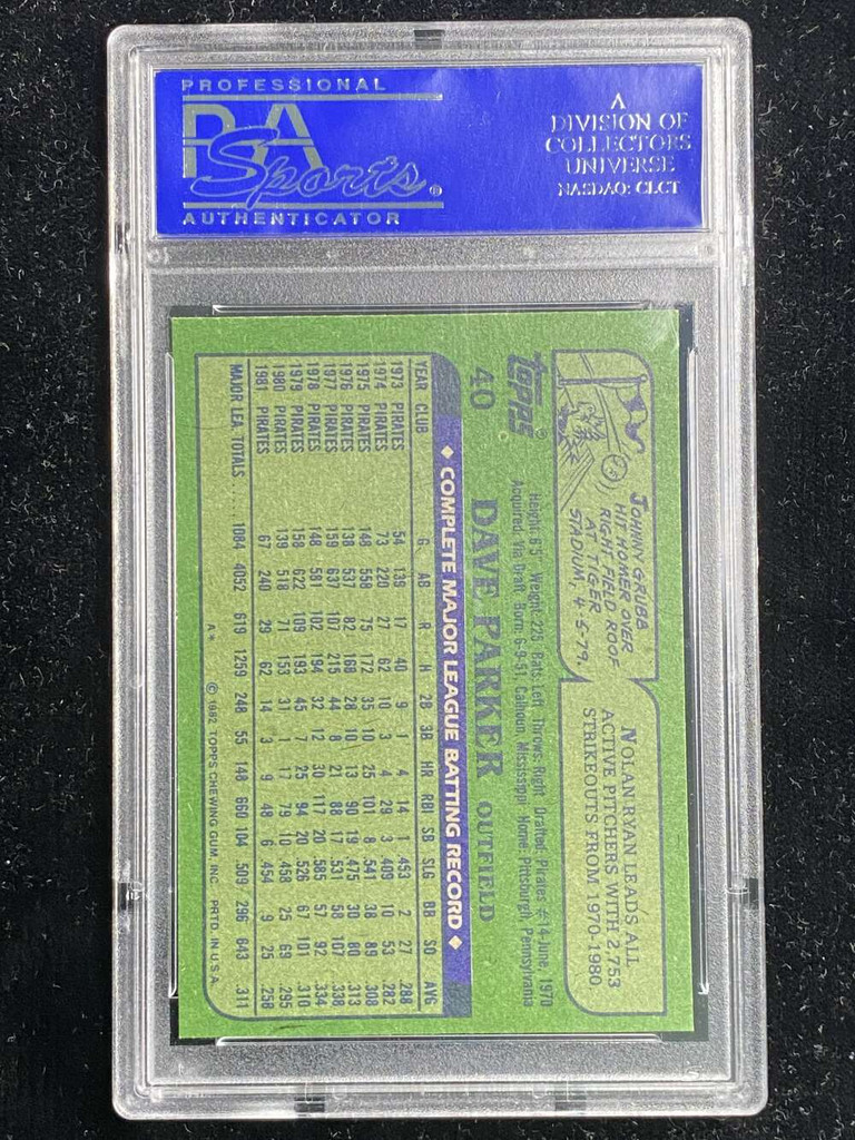 1982 Topps #40 Dave Parker Pirates PSA 8 NM-Mint