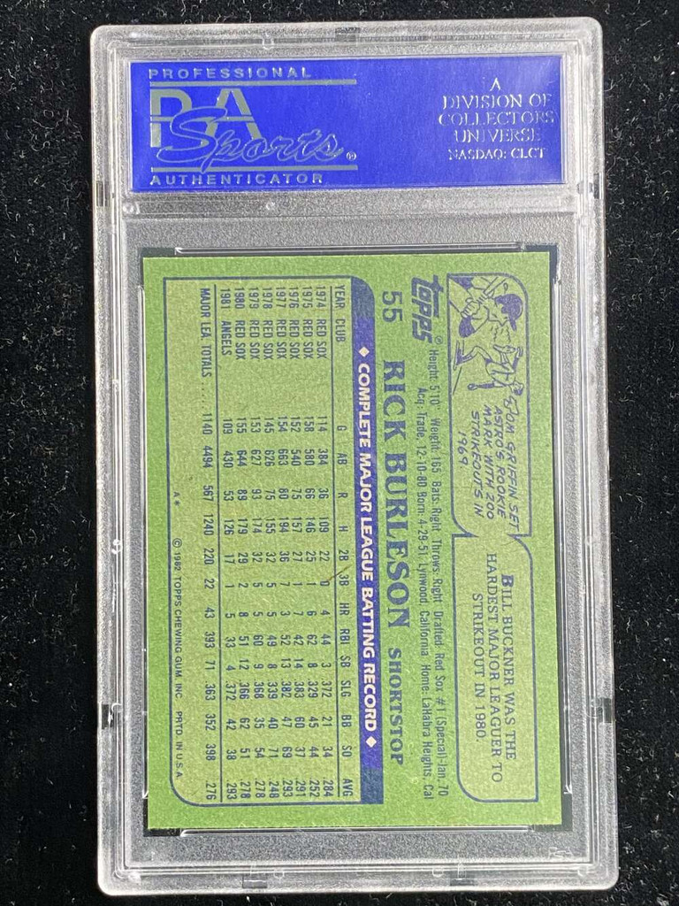 1982 Topps #55 Rick Burleson Red Sox PSA 8 NM-Mint