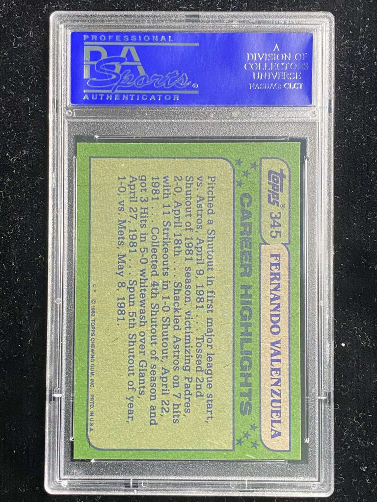 1982 Topps #345 Fernando Valenzuela Dodgers PSA 8 NM-Mint All-Star