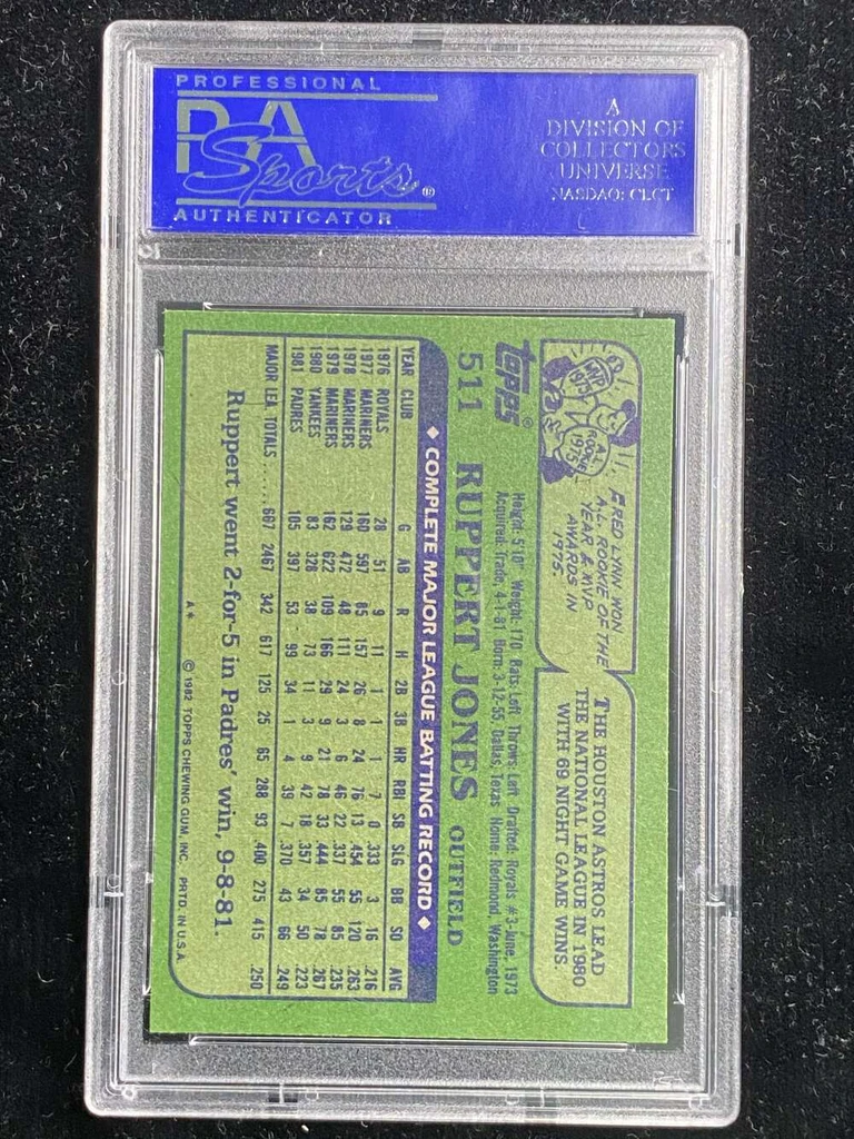 1982 Topps #511 Ruppert Jones Padres PSA 8 NM-Mint
