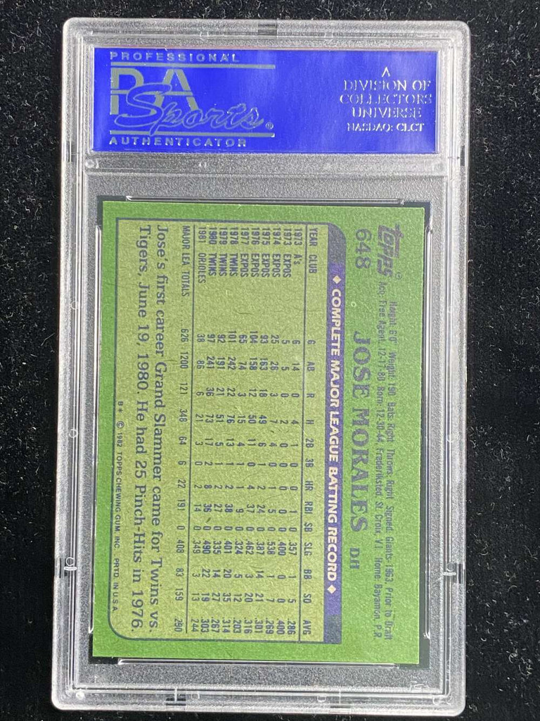 1982 Topps #648 Jose Morales Orioles PSA 8 NM-Mint