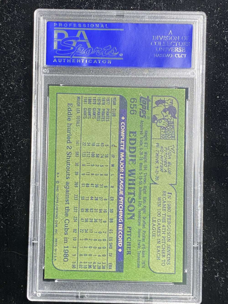 1982 Topps #656 Eddie Whitson Giants PSA 8 NM-Mint