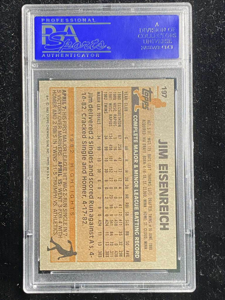 1983 Topps #197 Jim Eisenreich Twins PSA 8 NM-Mint