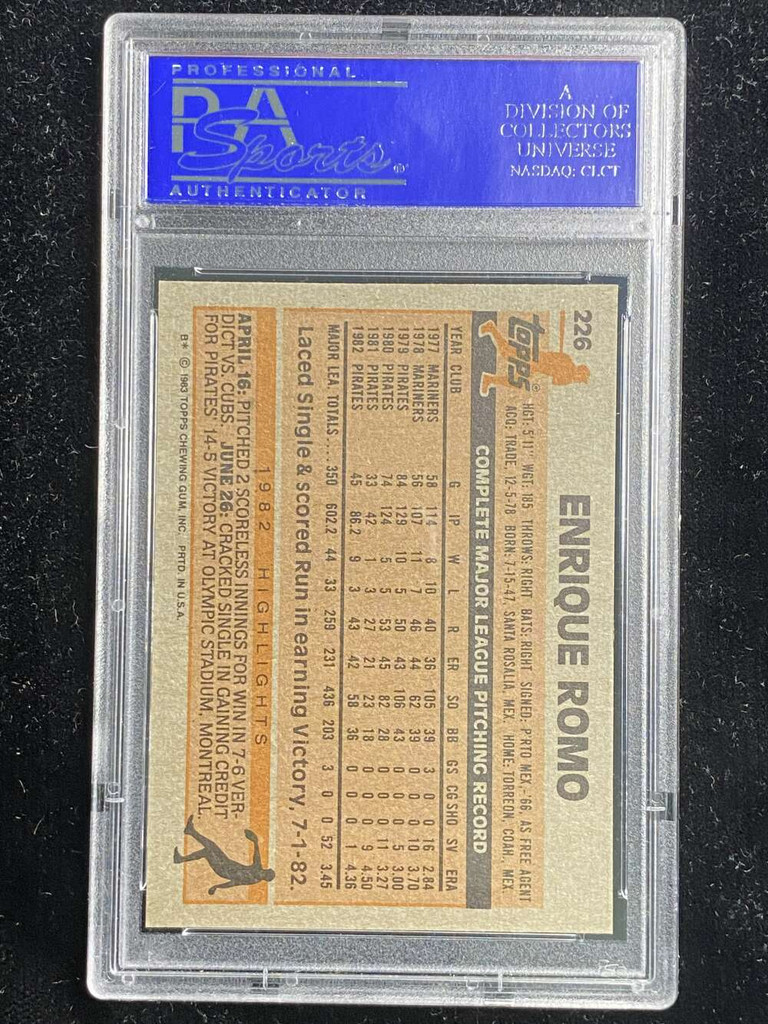 1983 Topps #226 Enrique Romo Pirates PSA 8 NM-Mint