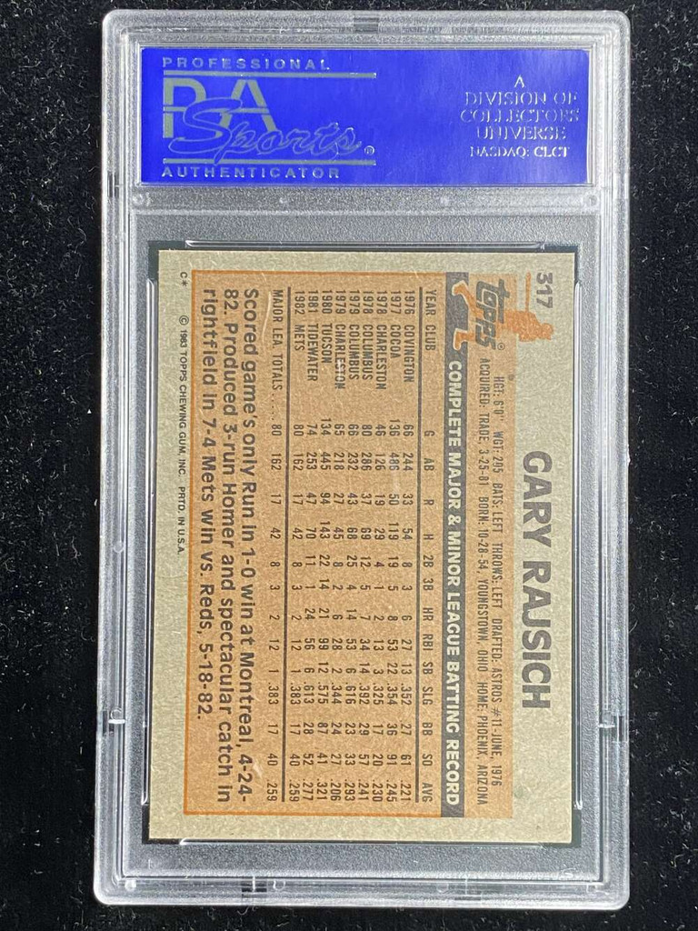 1983 Topps #317 Gary Rajsich Mets PSA 8 NM-Mint