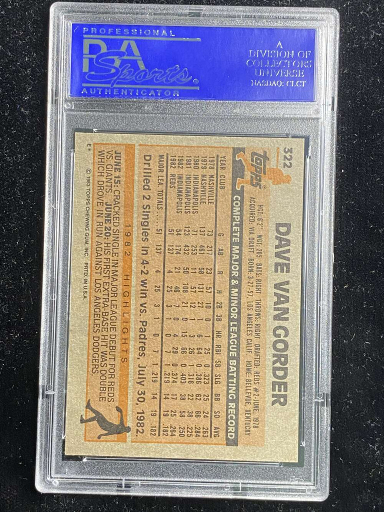 1983 Topps #322 Dave Von Gorder Reds PSA 8 NM-Mint