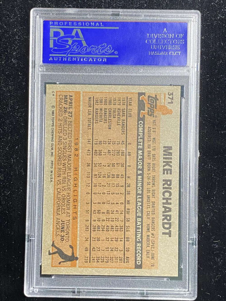 1983 Topps #371 Mike Richardt Rangers PSA 8 NM-Mint