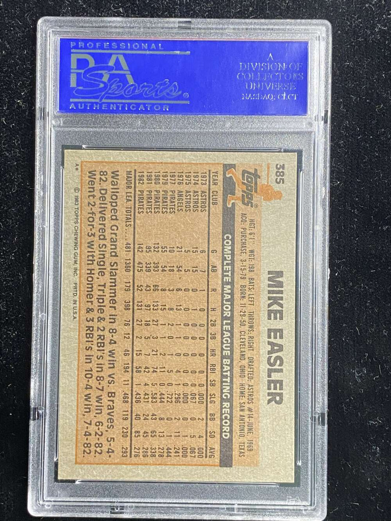 1983 Topps #385 Mike Easler Pirates PSA 8 NM-Mint