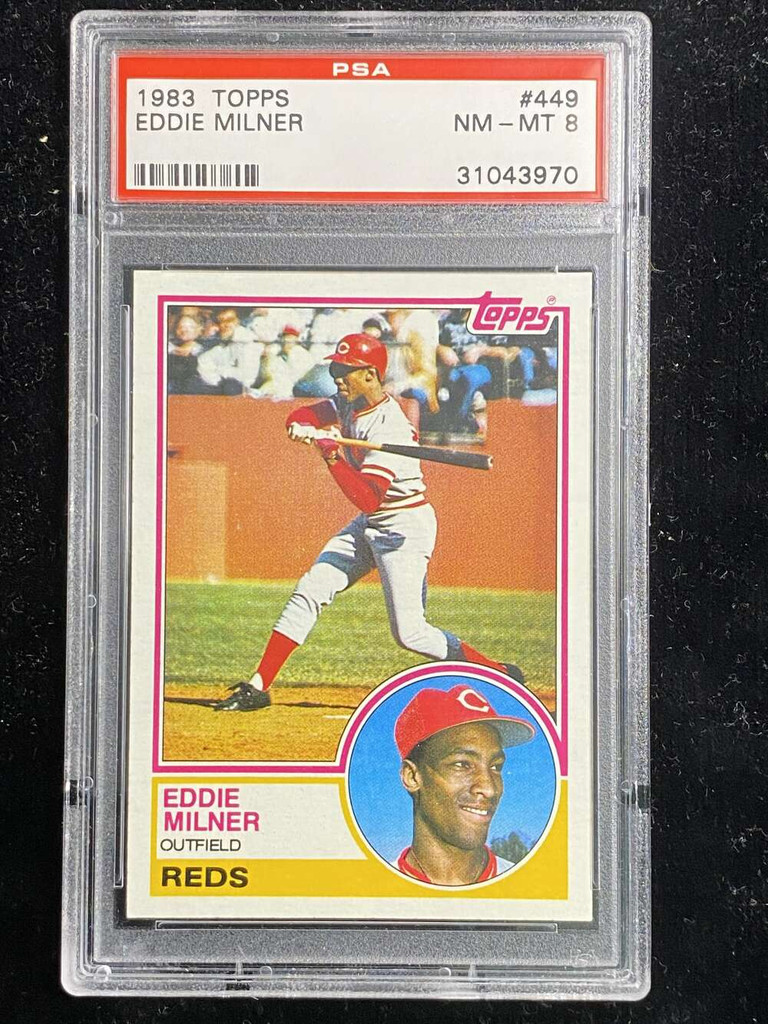 1983 Topps #449 Eddie Milner Reds PSA 8 NM-Mint