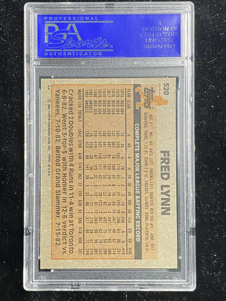 1983 Topps #520 Fred Lynn Angels PSA 8 NM-Mint