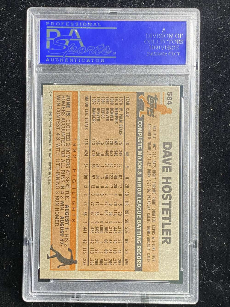 1983 Topps #584 Dave Hostetler Rangers PSA 8 NM-Mint
