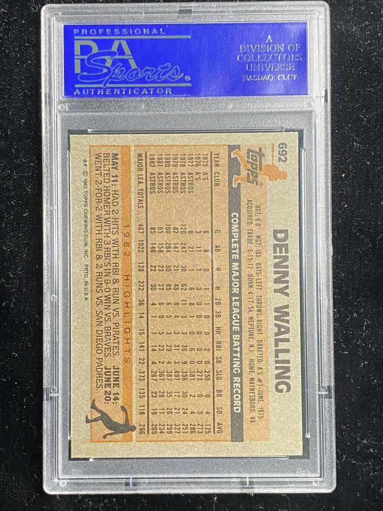 1983 Topps #692 Denny Walling Astros PSA 8 NM-Mint