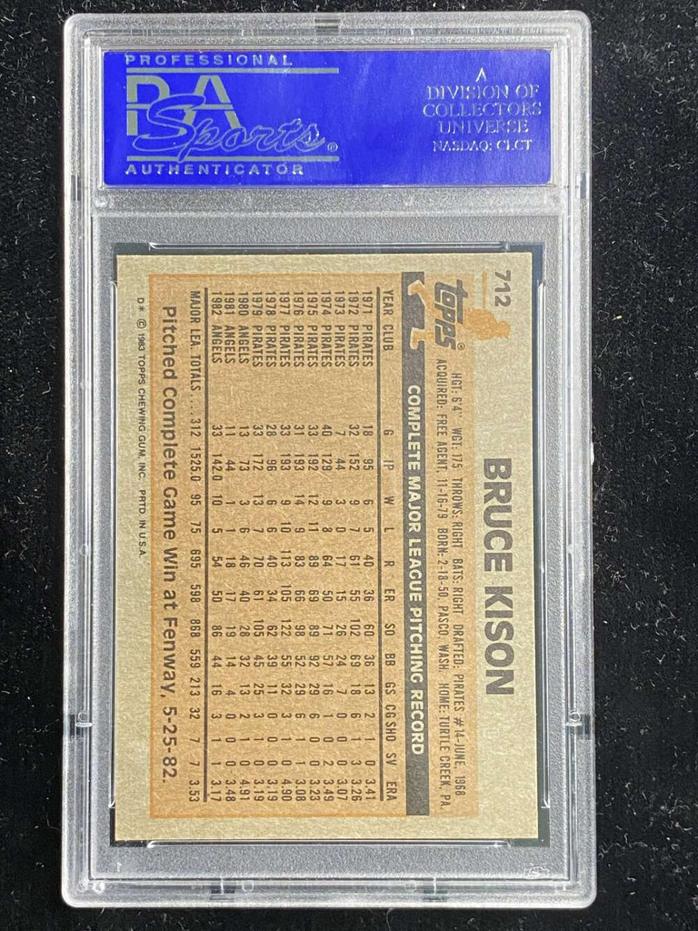 1983 Topps #712 Bruce Kison Angels PSA 8 NM-Mint