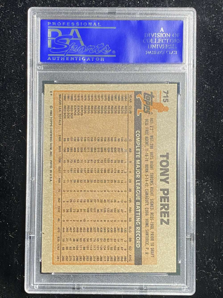 1983 Topps #715 Tony Perez Red Sox PSA 8 NM-Mint
